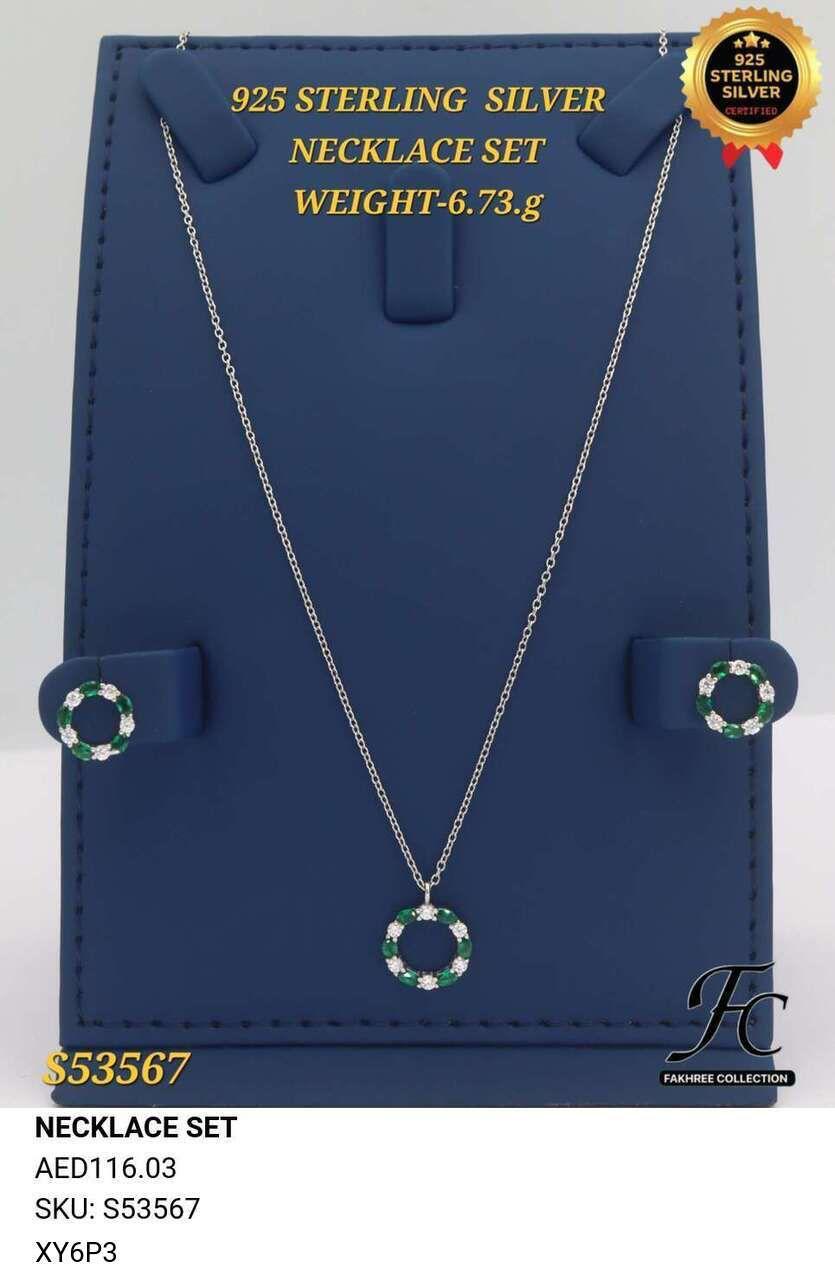 Parure collier dorée zircons et perles édition or blanc