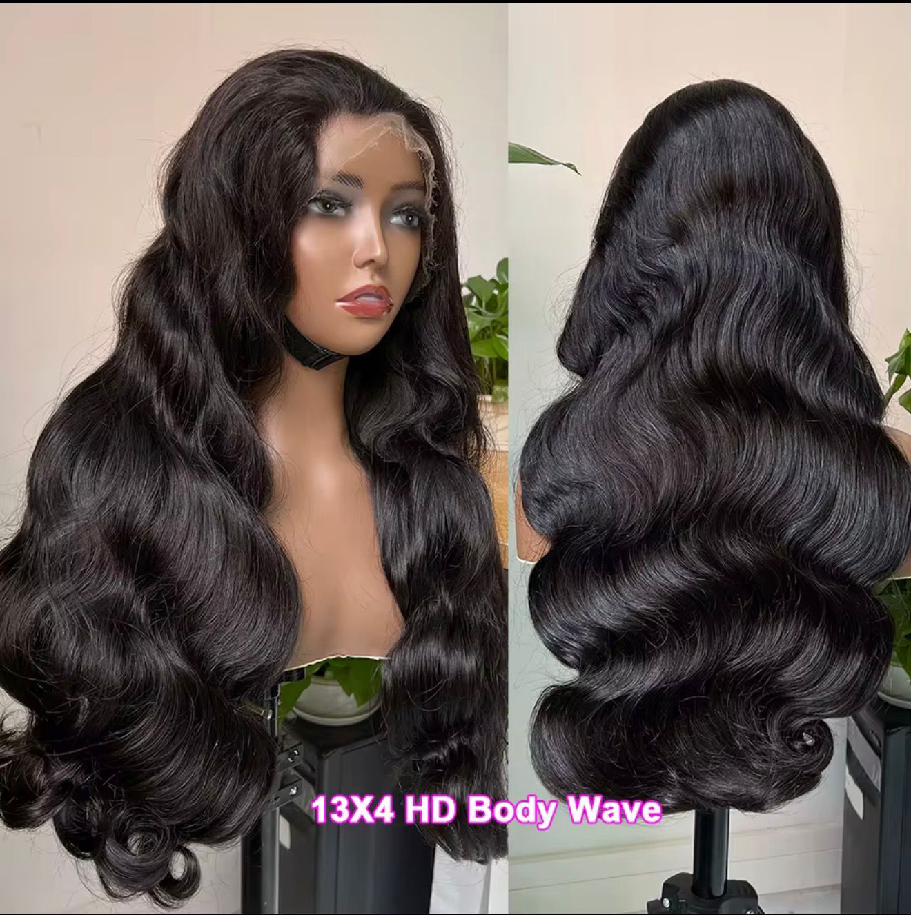 Perruque body wave noire 13x4 HD lace frontale cheveux humains