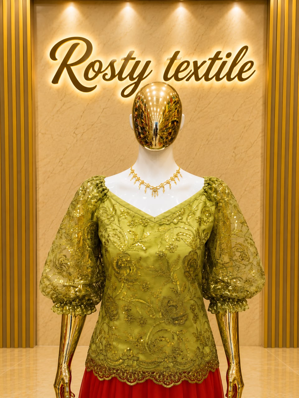 Body en Dentelle Vert Olive Doré – Édition Luxe