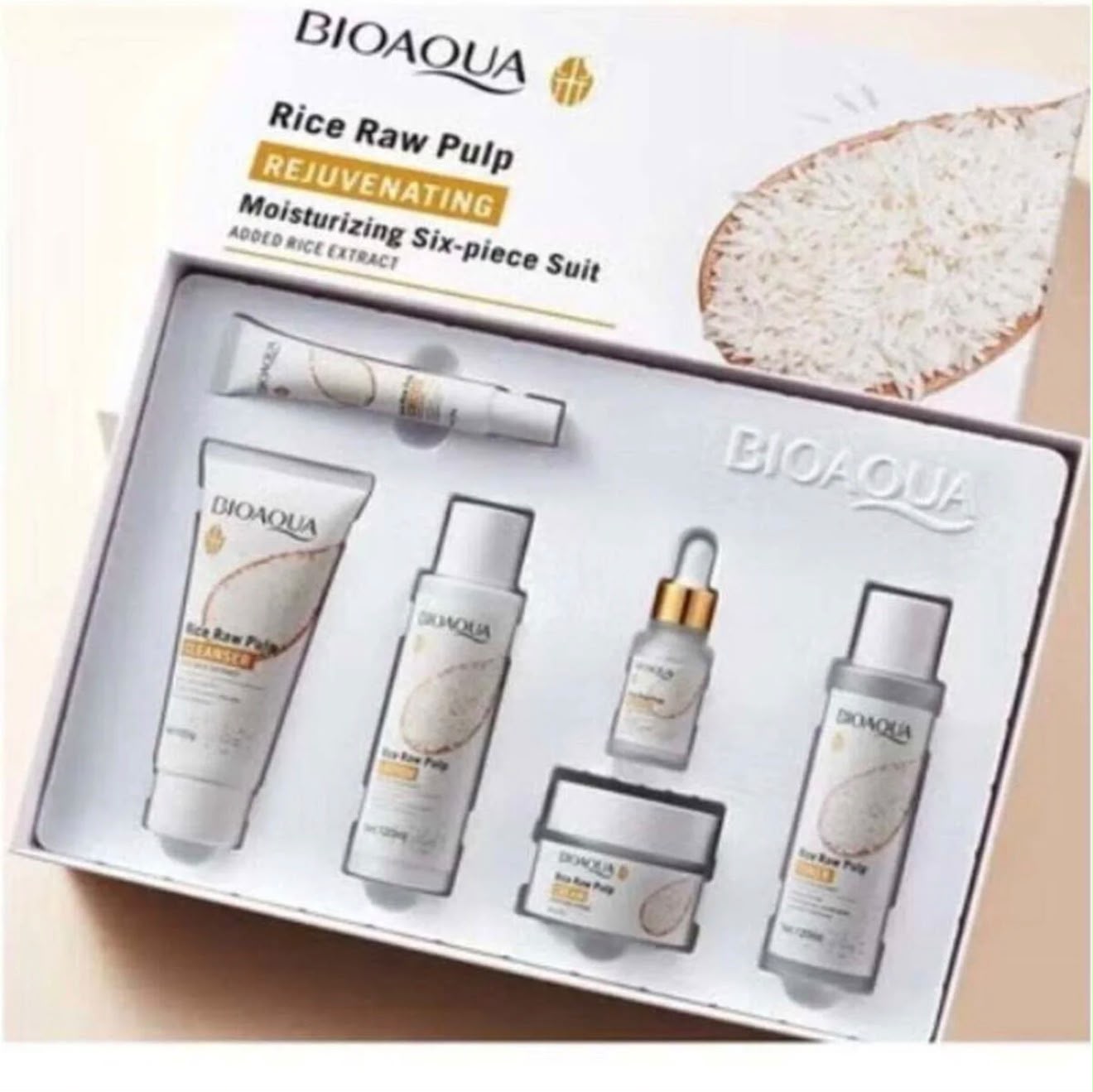 Coffret Bioaqua Rice Raw Pulp 6 pièces avec soins visage coordonnés