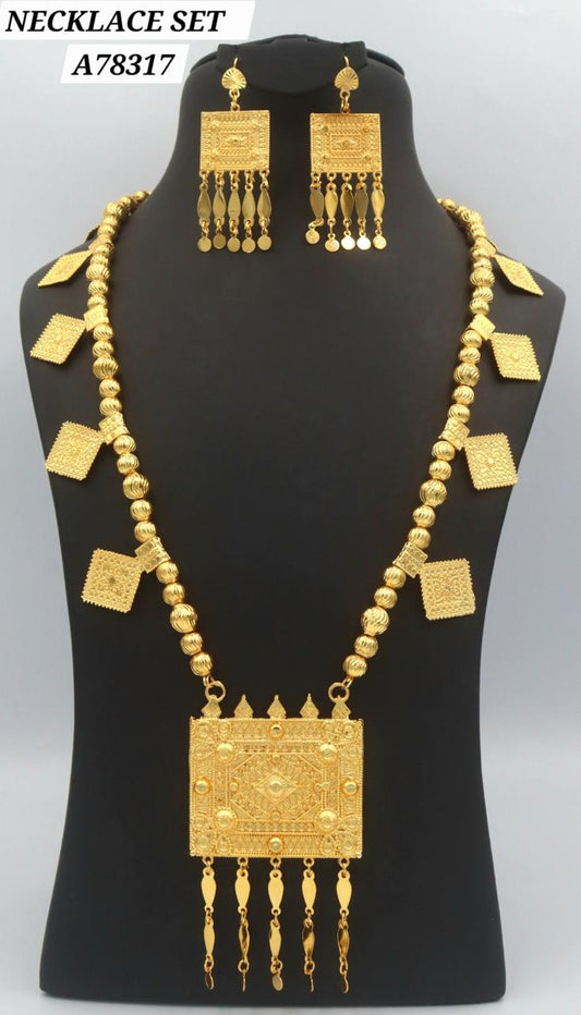 Parure collier plaqué or losanges filigranés A78275