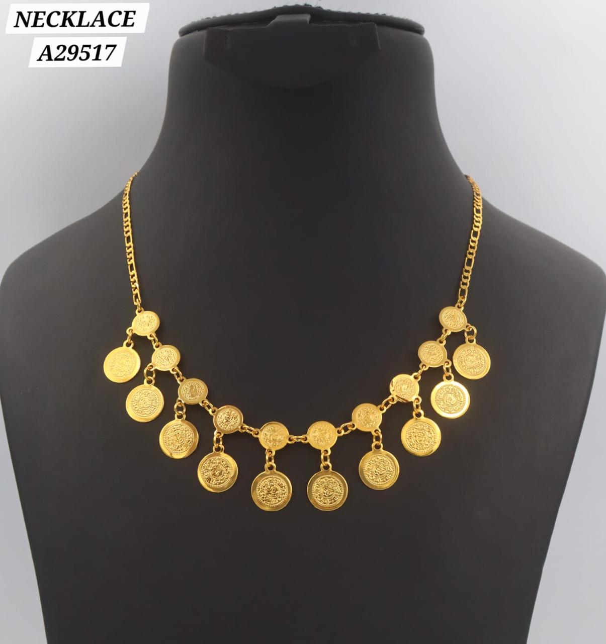 Collier plaqué or pièces de monnaie multiples A29517 - vue 1
