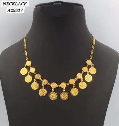 Collier plaqué or pièces de monnaie multiples A29517 - vue 1