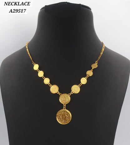 Collier plaqué or pièces de monnaie multiples A29517 - vue 2