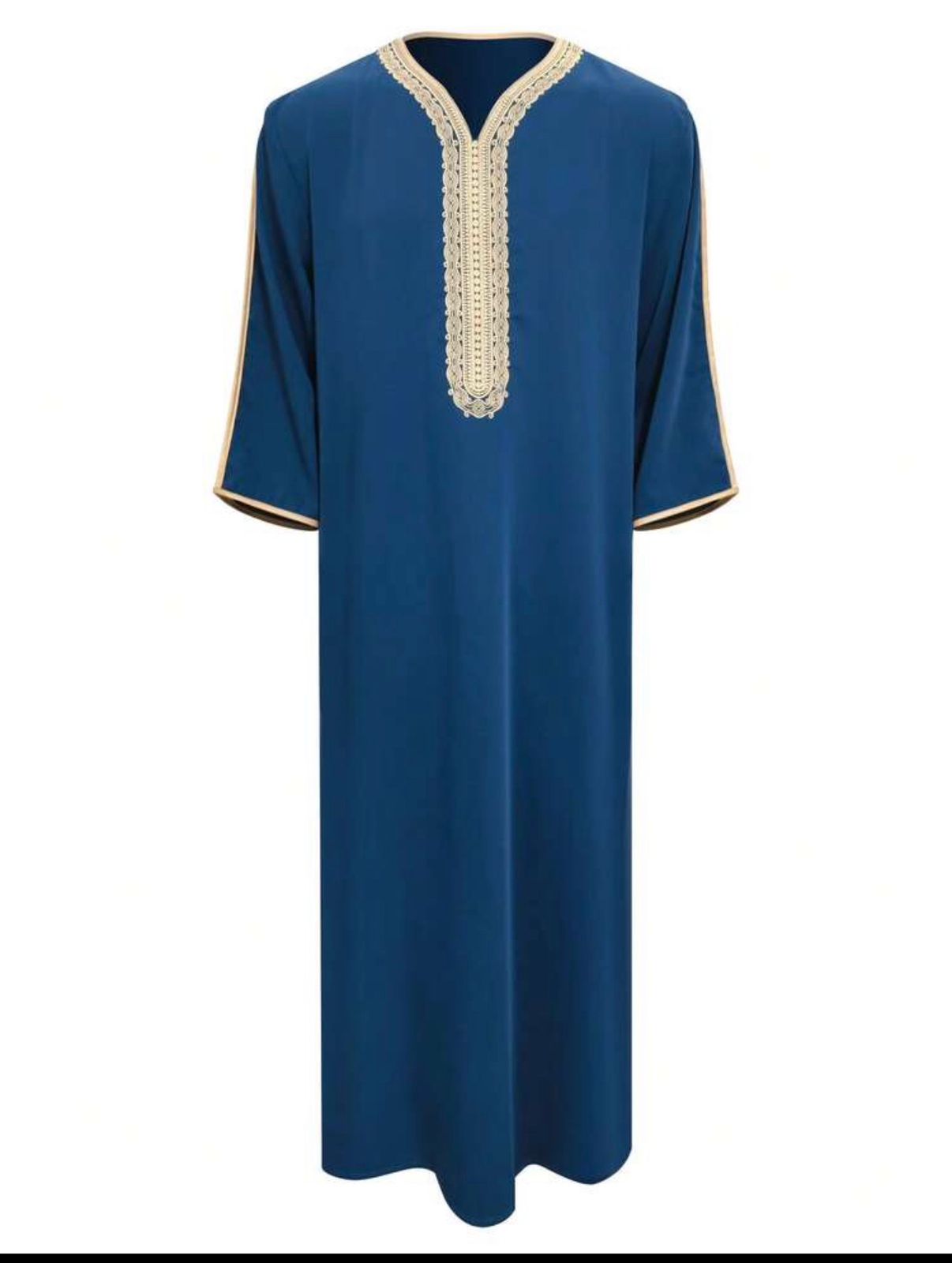 Thobe vert olive col mandarin style saoudien