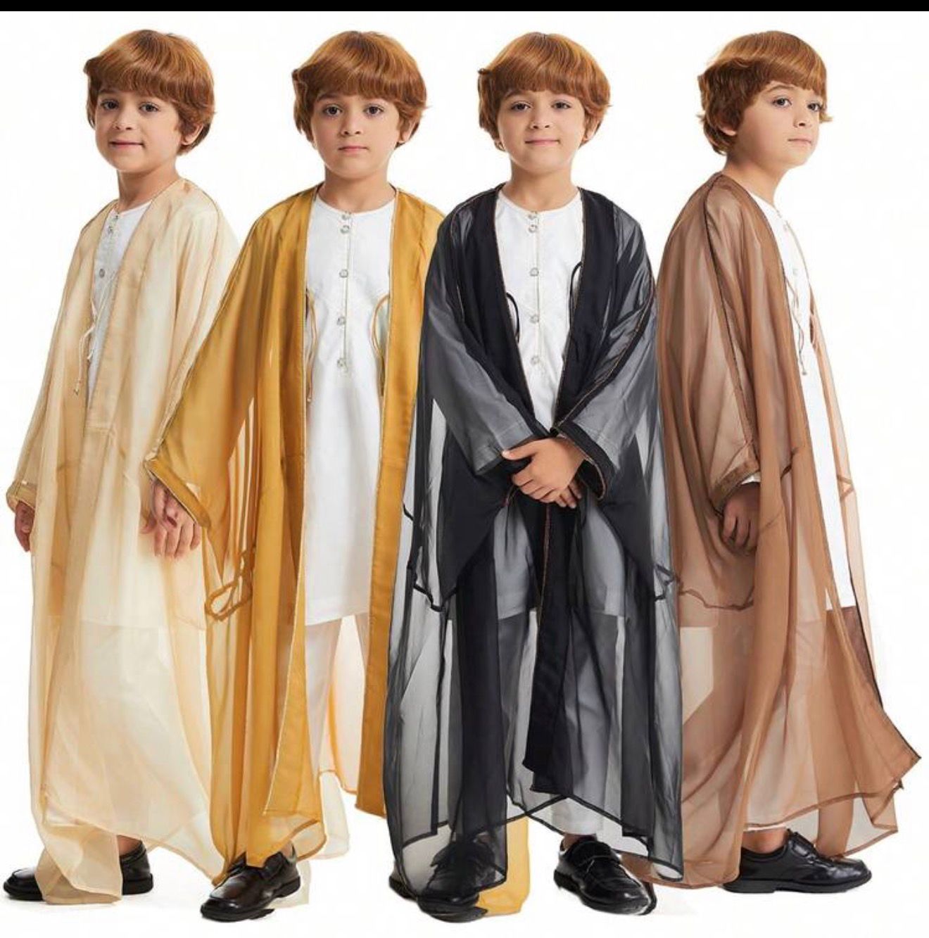 Bisht enfant cape arabe voile léger 4 couleurs garçon