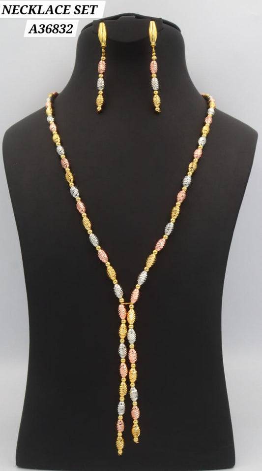 Parure collier long lariat tricolore A36832