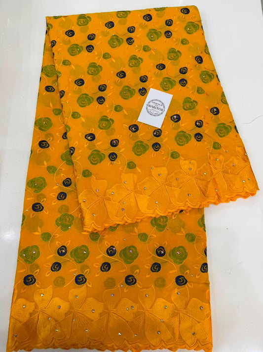 Basin Africain Vert Kaki & Roses Multicolores avec cristaux Swarovski