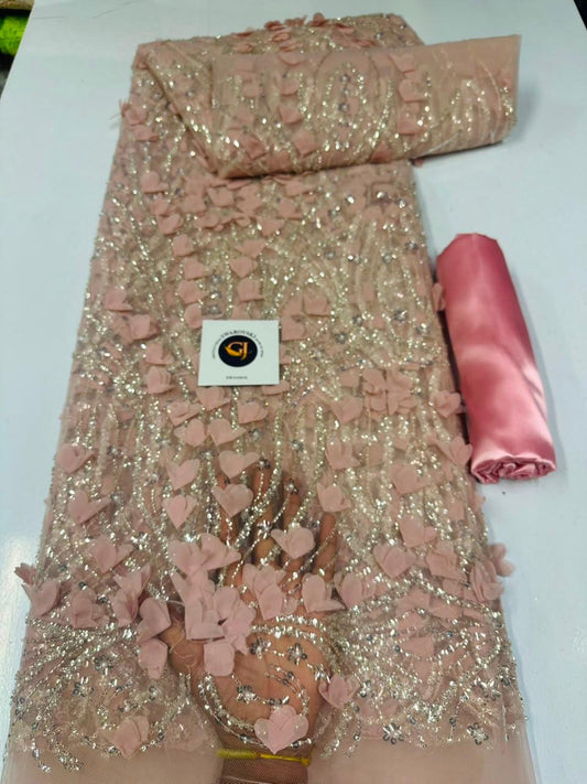 tissue dentelle Rose poudre