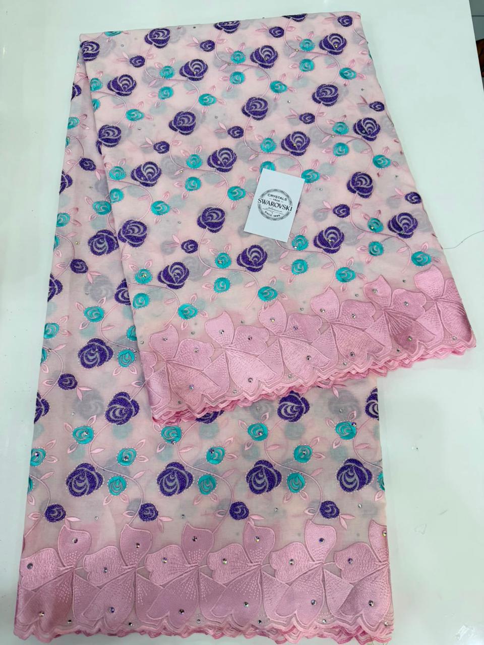 Basin Africain Beige & Roses Violettes/Turquoise avec cristaux Swarovski