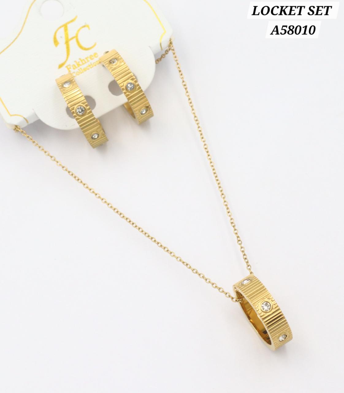 Parure choker set doré cercles floraux pavés pendentifs gouttes réf A35401