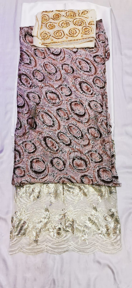 Salouva 3 pièces rose poudre spirales paillettées brodé