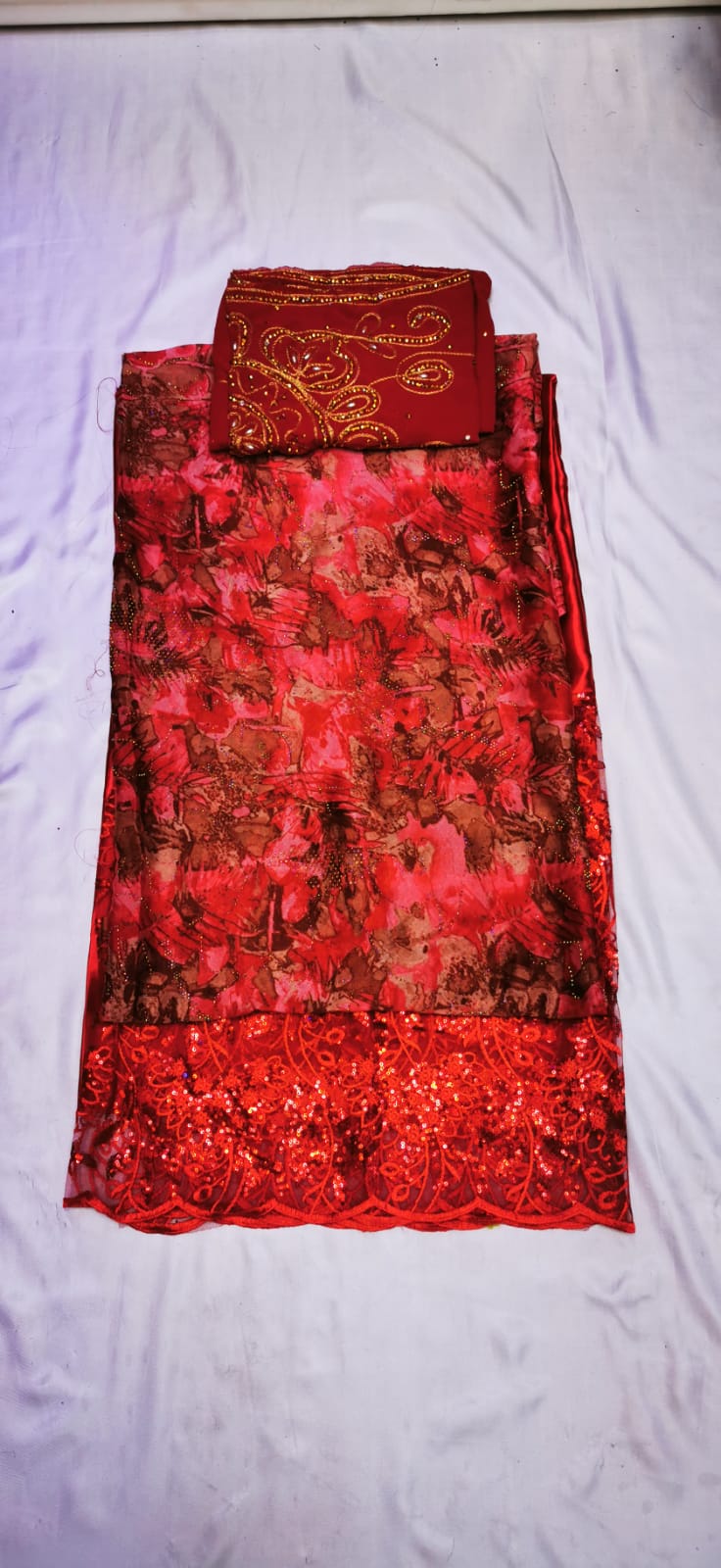 Salouva 3 pièces rouge bordeaux floral brodé