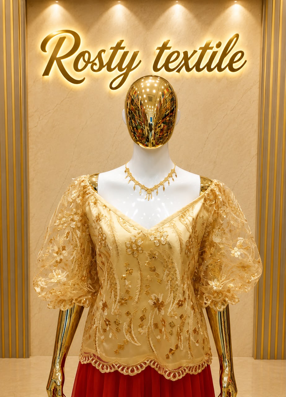 Body en Dentelle Champagne – Manches Bouffantes