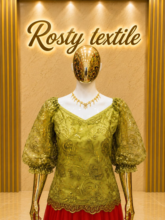 Body en Dentelle Vert Olive Doré – Édition Luxe