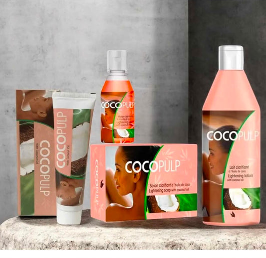 Coffret CocoPulp avec savon, lait et crème de soin à l’huile de coco
