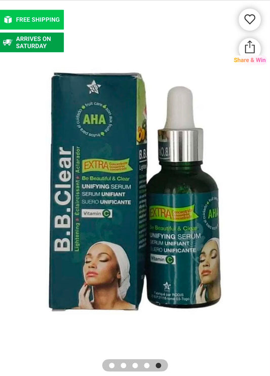 Sérum B.B. Clear AHA Extra unifiant à la vitamine C avec pipette