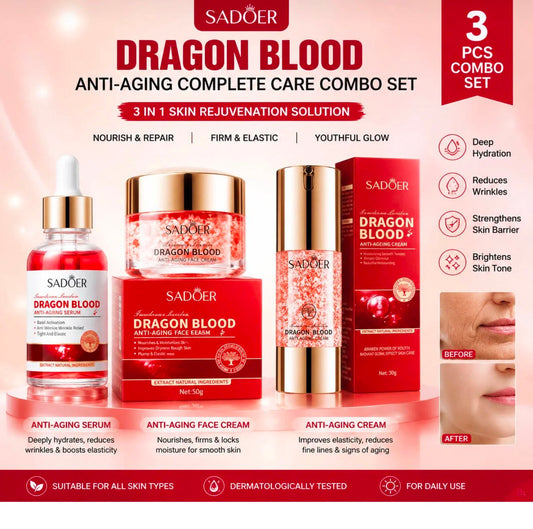 Coffret Sadoer Dragon Blood avec sérum et crèmes visage anti-âge