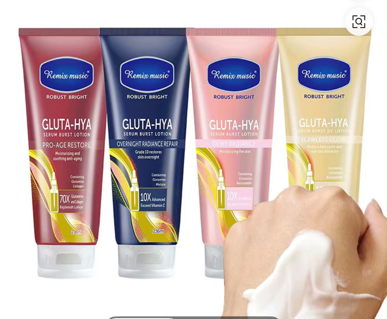 Quatre lotions Remix Music Gluta-Hya Serum Burst Lotion