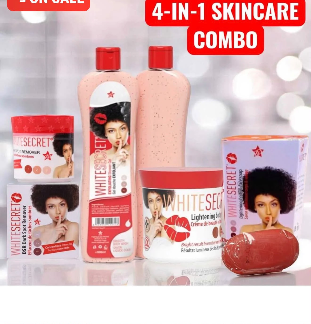 Coffret White Secret 4-en-1 avec savon, lotion et crème de soin
