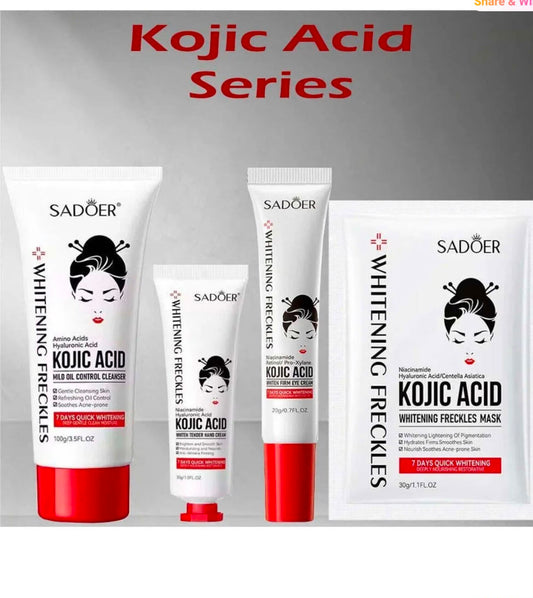 Coffret Sadoer Kojic Acid 4 pièces avec nettoyant, crème mains, soin contour des yeux et masque