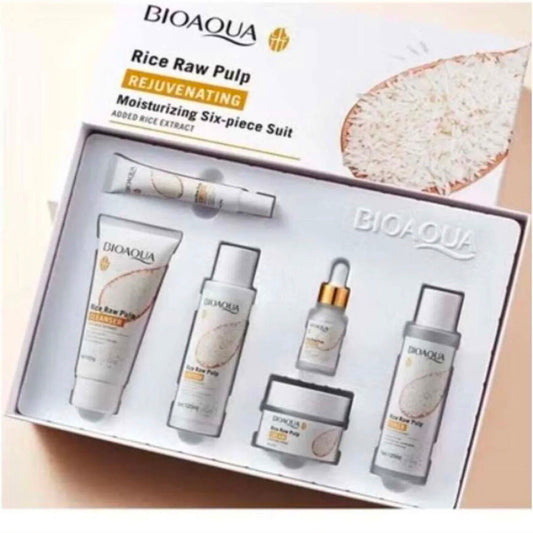Coffret Bioaqua Rice Raw Pulp 6 pièces avec soins visage coordonnés