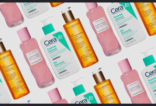 Coffret de soins visage avec produits CeraVe, Clarins et Glow Recipe