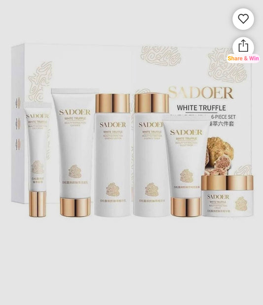 Coffret Sadoer White Truffle 6 pièces en blanc et doré pour les soins du visage